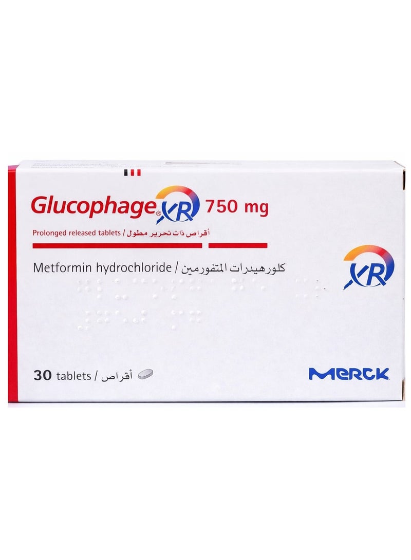 Glucophage XR 750 mg metformin extended release 30 Tablets - Image 1
